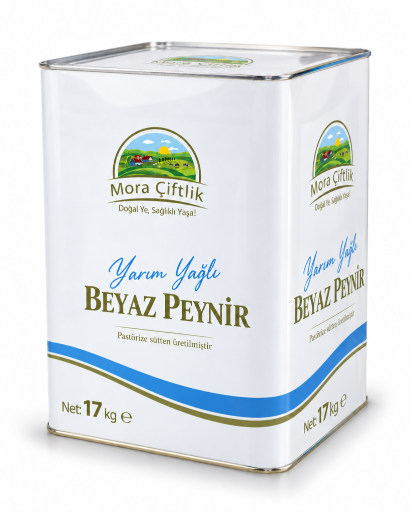 Mora Çiftlik Yarım Yağlı Beyaz Peynir 17 kg teneke