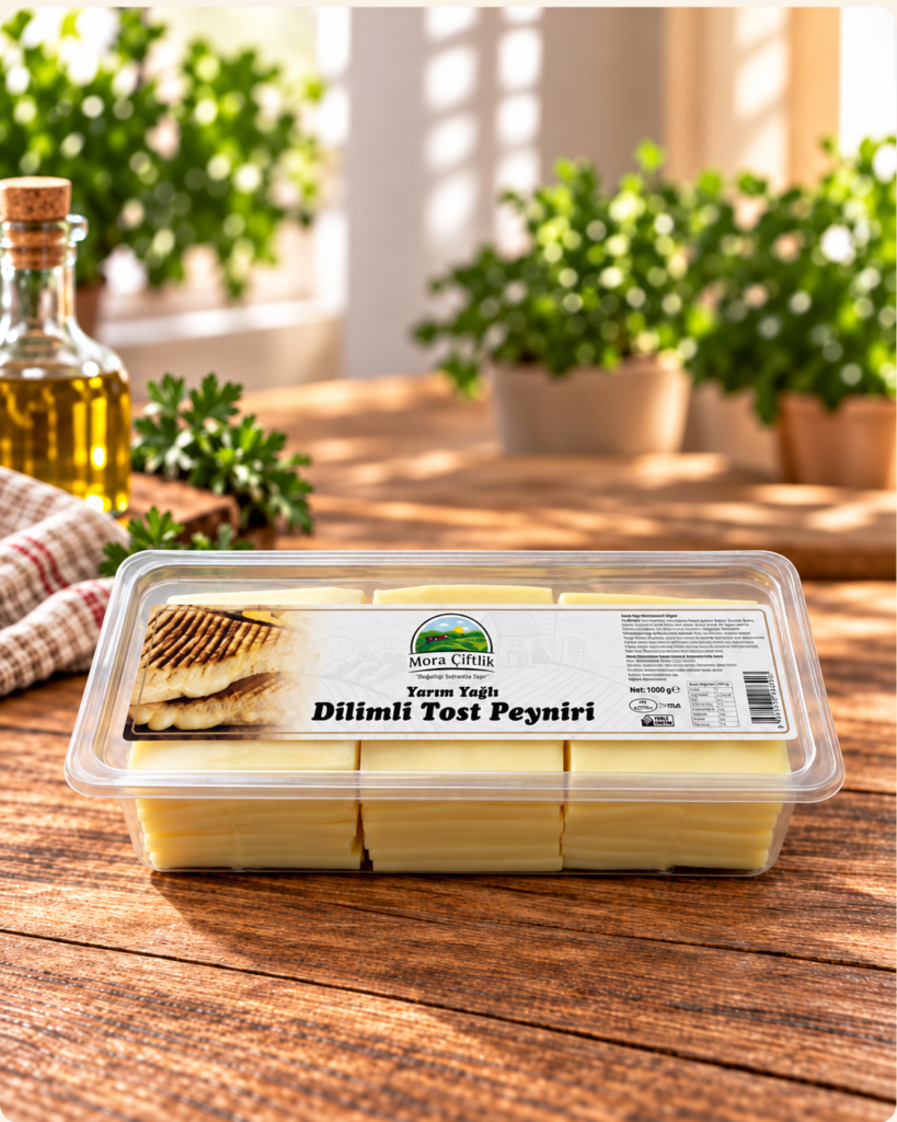 Mora Çiftlik Yarım Yağlı Dilimli Tost Peyniri 1000 g
